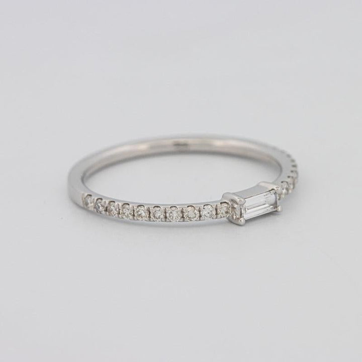 0.20 CT Horizontal Baguette Solitaire Pavé Ring (small) - ZIZOV DIAMONDS