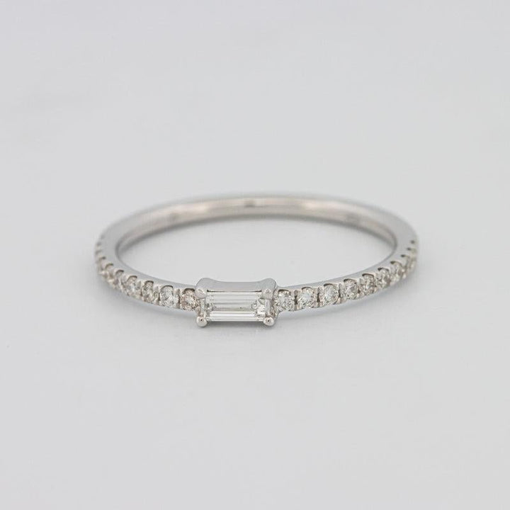 0.20 CT Horizontal Baguette Solitaire Pavé Ring (small) - ZIZOV DIAMONDS