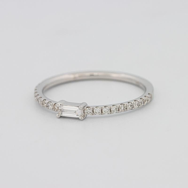 0.20 CT Horizontal Baguette Solitaire Pavé Ring (small) - ZIZOV DIAMONDS