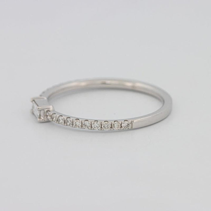 0.20 CT Horizontal Baguette Solitaire Pavé Ring (small) - ZIZOV DIAMONDS