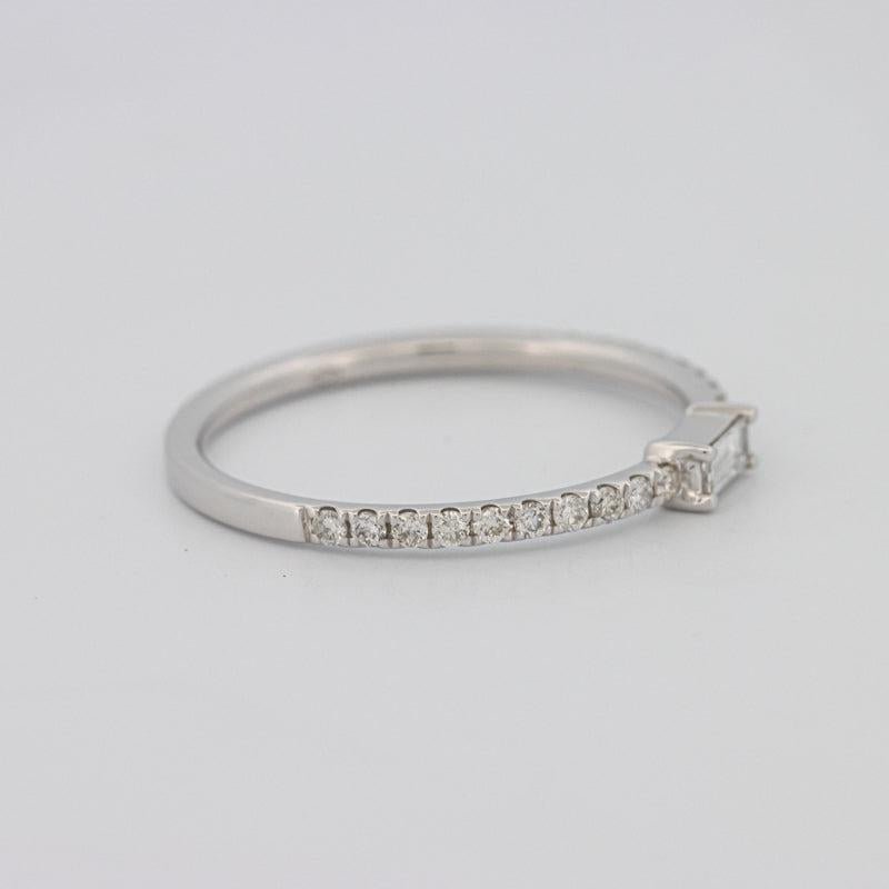 0.20 CT Horizontal Baguette Solitaire Pavé Ring (small) - ZIZOV DIAMONDS