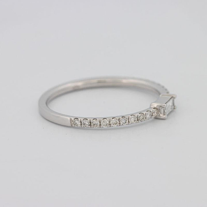 0.20 CT Horizontal Baguette Solitaire Pavé Ring (small) - ZIZOV DIAMONDS