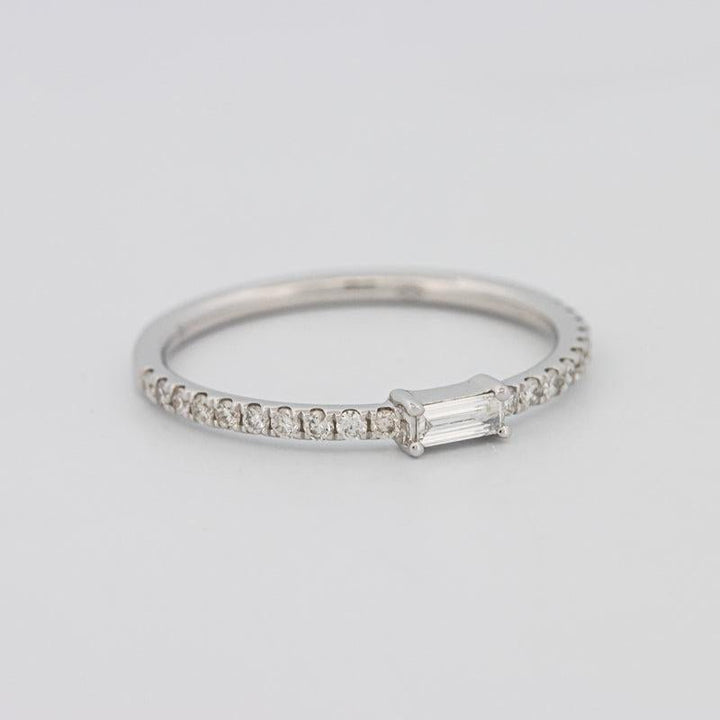 0.20 CT Horizontal Baguette Solitaire Pavé Ring (small) - ZIZOV DIAMONDS