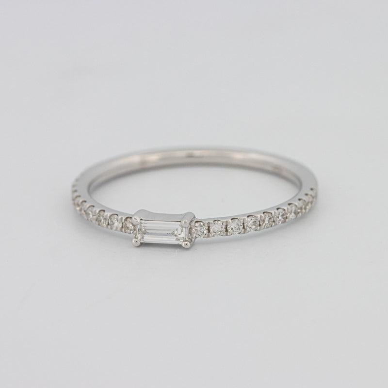 0.20 CT Horizontal Baguette Solitaire Pavé Ring (small) - ZIZOV DIAMONDS