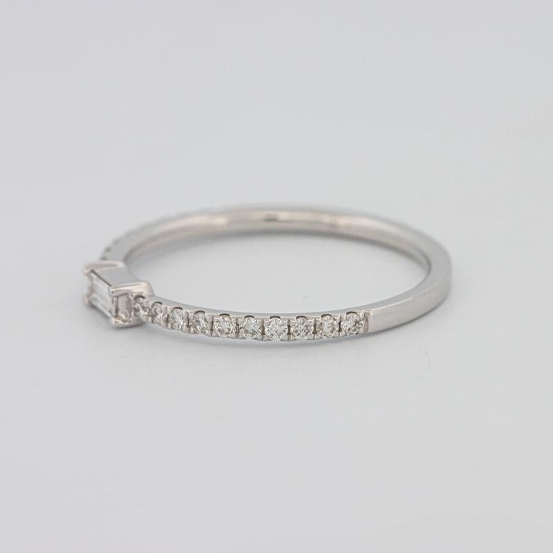 0.20 CT Horizontal Baguette Solitaire Pavé Ring (small) - ZIZOV DIAMONDS