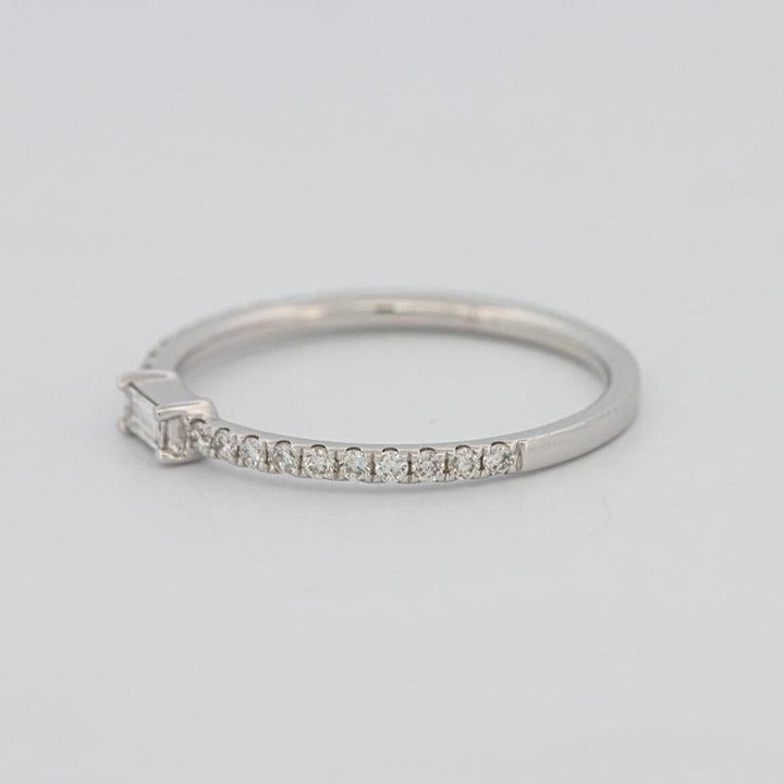 0.20 CT Horizontal Baguette Solitaire Pavé Ring (small) - ZIZOV DIAMONDS