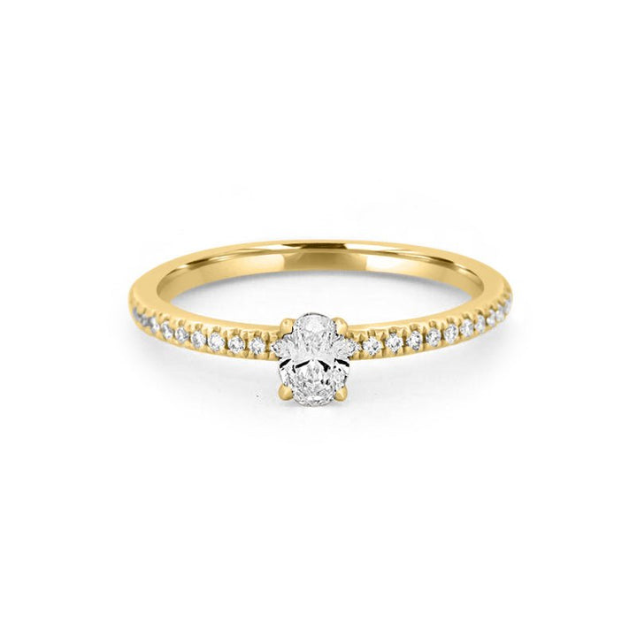 0.20 CT Oval Solitaire Pavé Ring - ZIZOV DIAMONDS