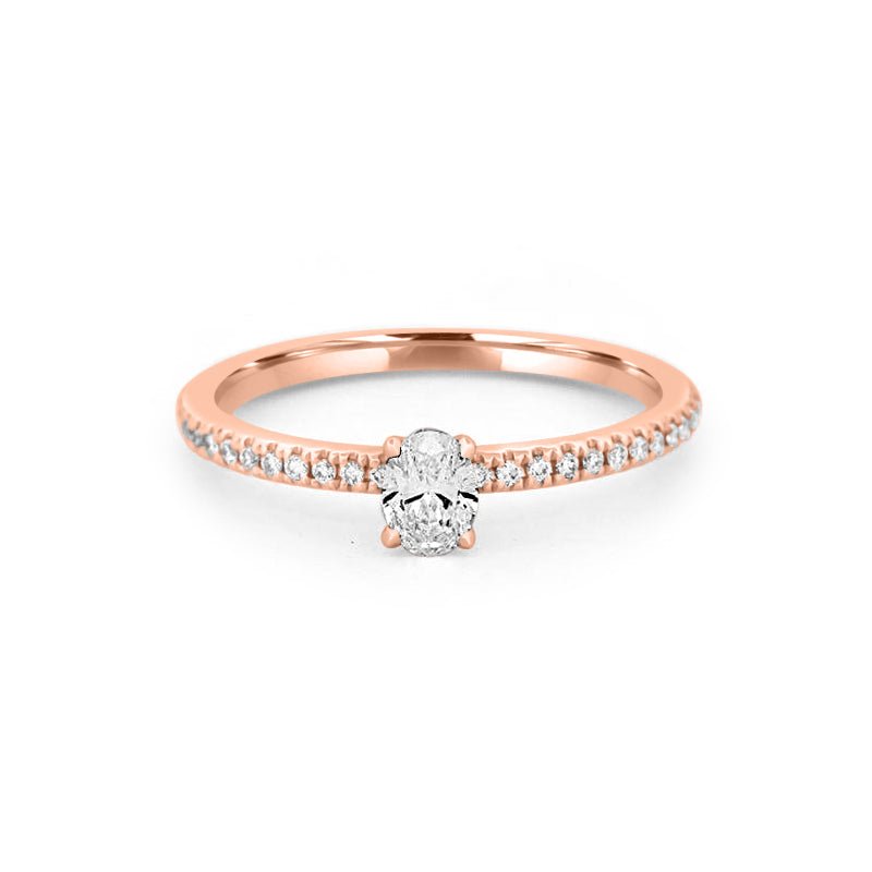 0.20 CT Oval Solitaire Pavé Ring - ZIZOV DIAMONDS