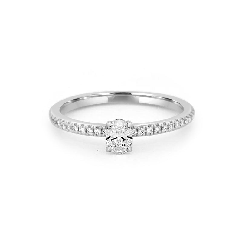0.20 CT Oval Solitaire Pavé Ring - ZIZOV DIAMONDS