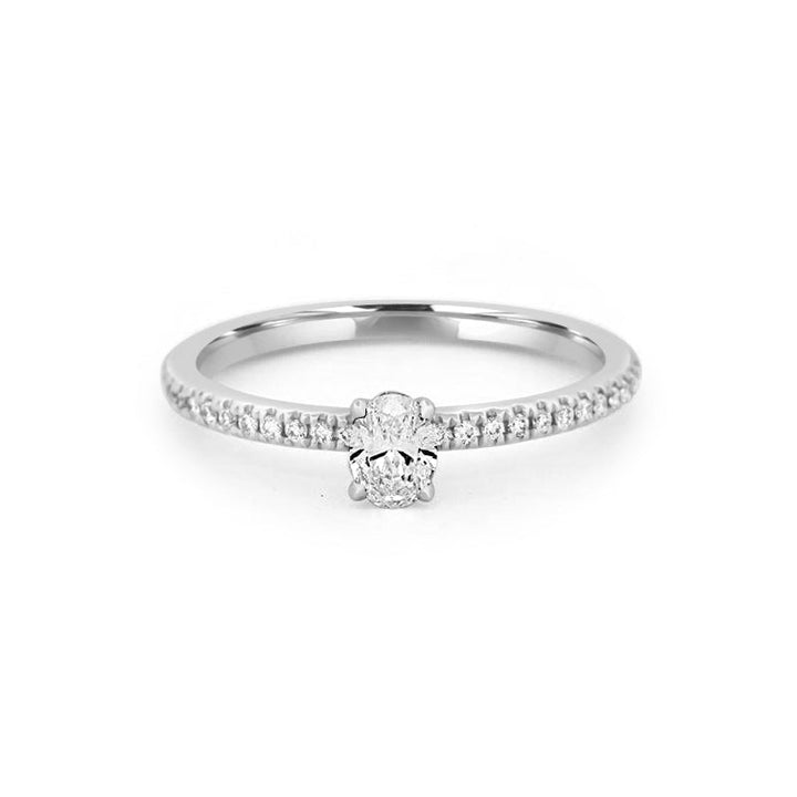 0.20 CT Oval Solitaire Pavé Ring - ZIZOV DIAMONDS