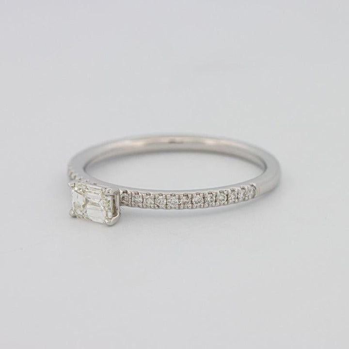 0.30 CT Horizontal Emerald Solitaire Pavé Ring - ZIZOV DIAMONDS