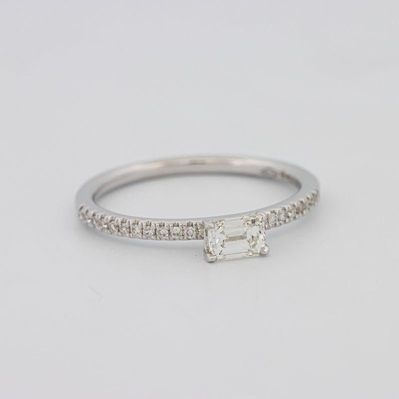 0.30 CT Horizontal Emerald Solitaire Pavé Ring - ZIZOV DIAMONDS