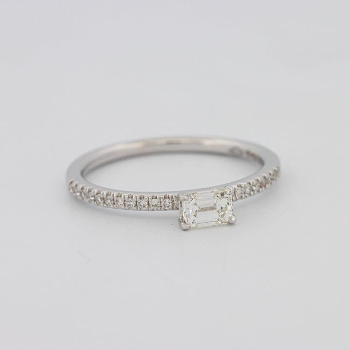 0.30 CT Horizontal Emerald Solitaire Pavé Ring - ZIZOV DIAMONDS