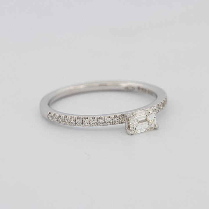 0.30 CT Horizontal Emerald Solitaire Pavé Ring - ZIZOV DIAMONDS