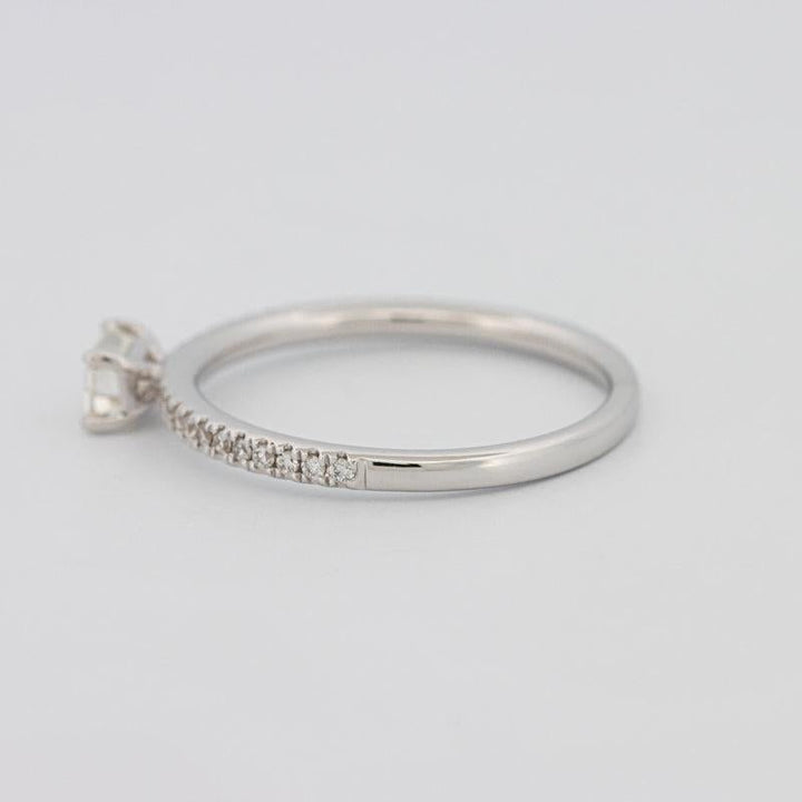 0.30 CT Horizontal Emerald Solitaire Pavé Ring - ZIZOV DIAMONDS