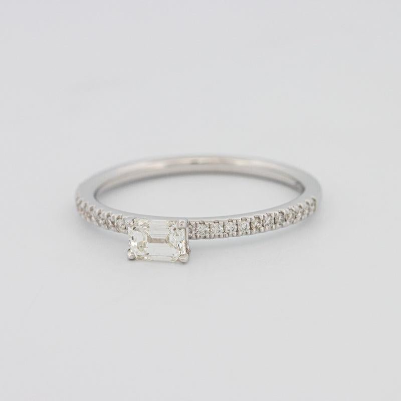 0.30 CT Horizontal Emerald Solitaire Pavé Ring - ZIZOV DIAMONDS