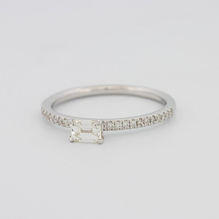 0.30 CT Horizontal Emerald Solitaire Pavé Ring - ZIZOV DIAMONDS