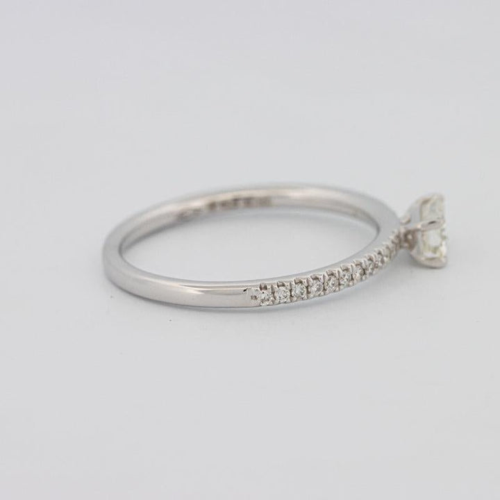 0.30 CT Horizontal Emerald Solitaire Pavé Ring - ZIZOV DIAMONDS