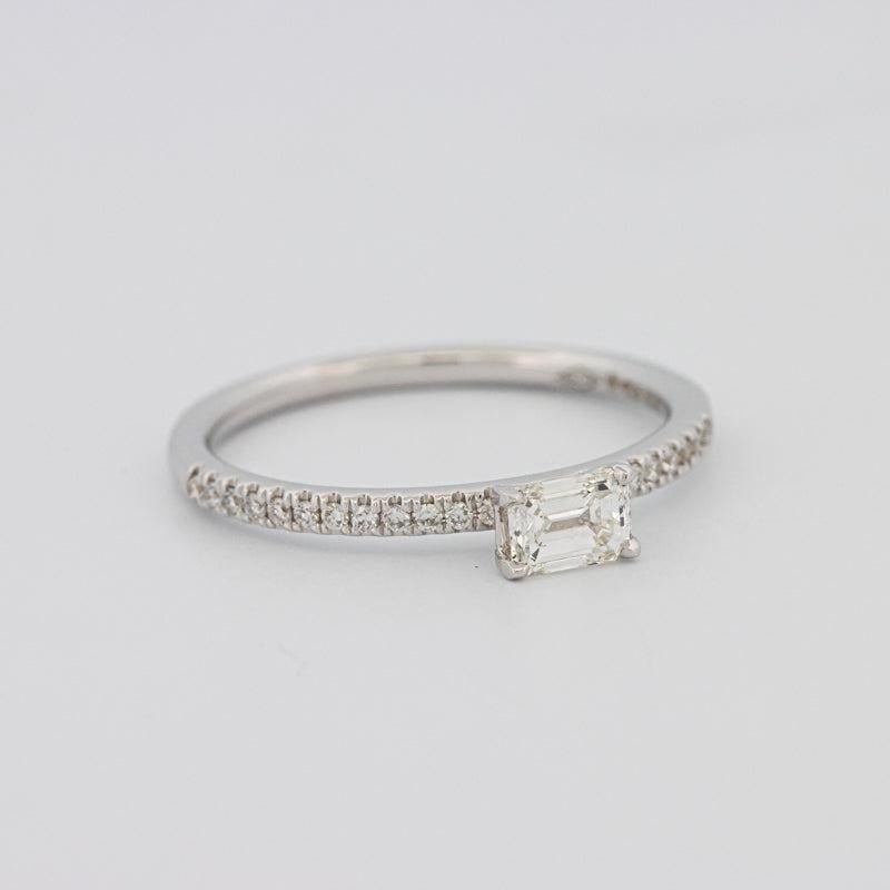 0.30 CT Horizontal Emerald Solitaire Pavé Ring - ZIZOV DIAMONDS