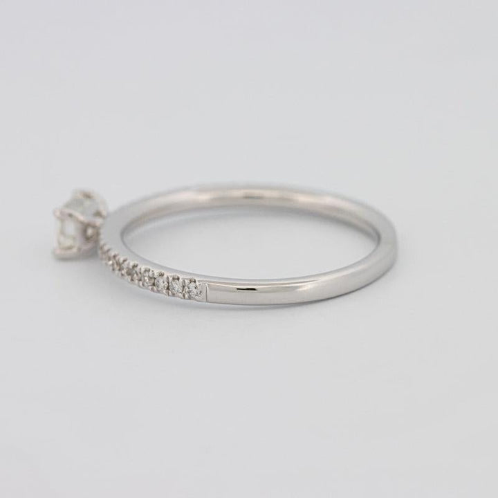 0.30 CT Horizontal Emerald Solitaire Pavé Ring - ZIZOV DIAMONDS