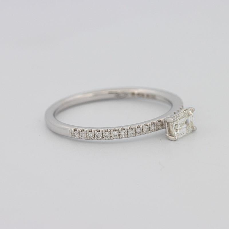 0.30 CT Horizontal Emerald Solitaire Pavé Ring - ZIZOV DIAMONDS