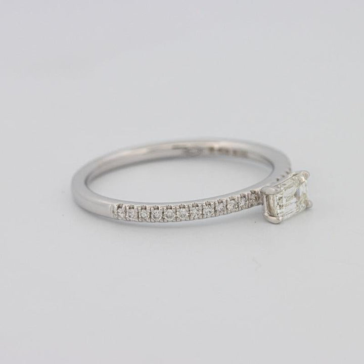 0.30 CT Horizontal Emerald Solitaire Pavé Ring - ZIZOV DIAMONDS