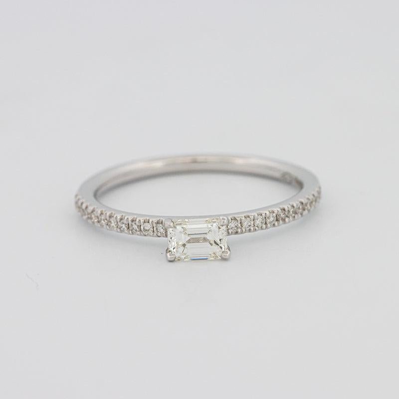 Unazë Solitaire Pavé me Emerald Horizontal 0.30 CT