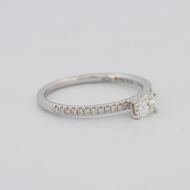 0.30 CT Horizontal Emerald Solitaire Pavé Ring - ZIZOV DIAMONDS