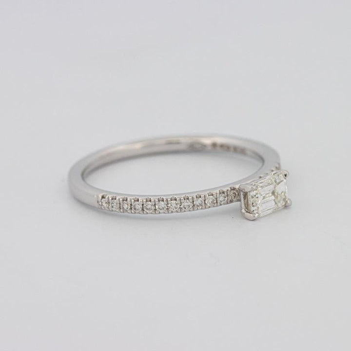 0.30 CT Horizontal Emerald Solitaire Pavé Ring - ZIZOV DIAMONDS