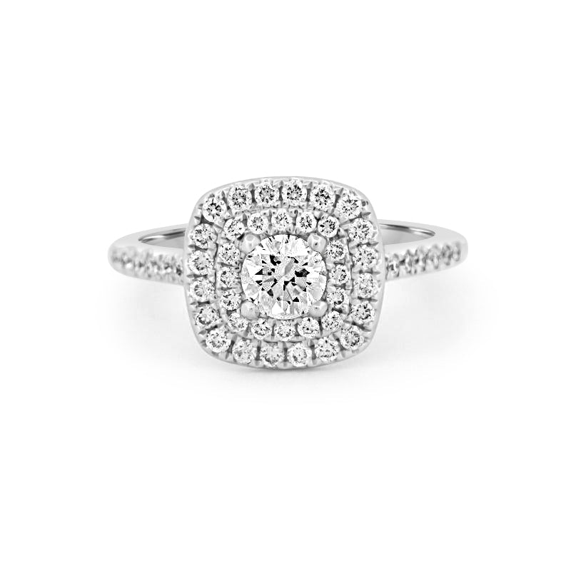 0.37 CT Double Halo Round Solitaire ring - ZIZOV DIAMONDS