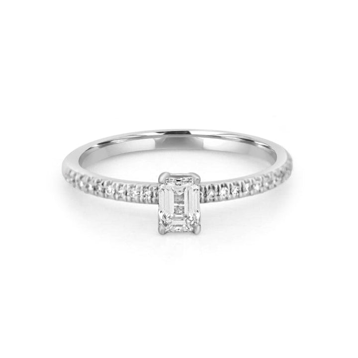 0.37 CT Emerald Solitaire Pavé Ring - ZIZOV DIAMONDS