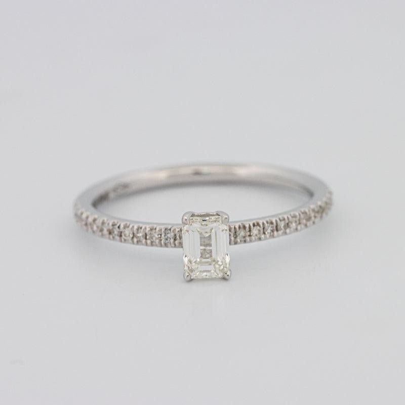 0.37 CT Emerald Solitaire Pavé Ring