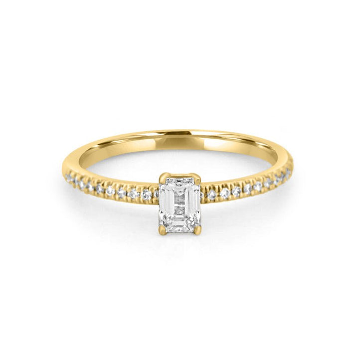 0.37 CT Emerald Solitaire Pavé Ring - ZIZOV DIAMONDS