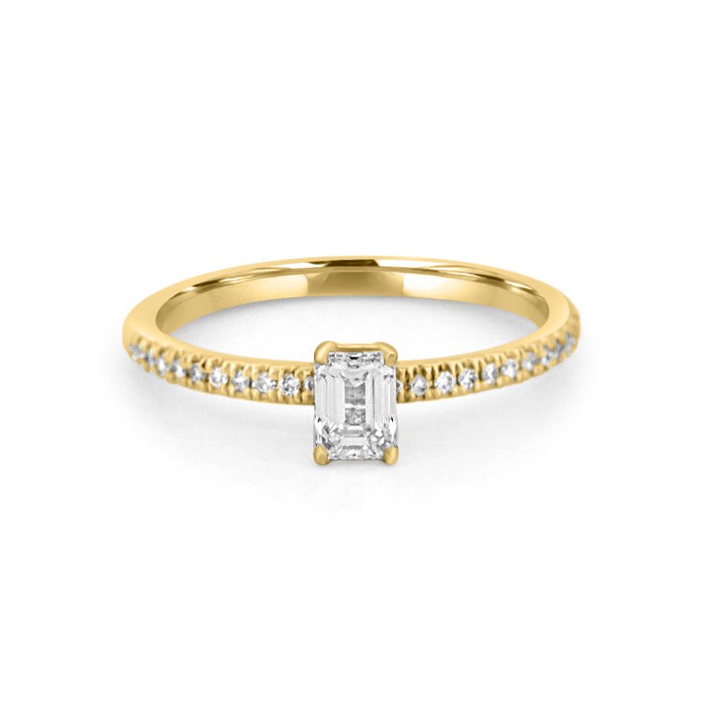 0.37 CT Emerald Solitaire Pavé Ring - ZIZOV DIAMONDS