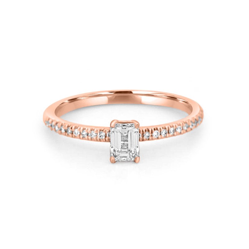 0.37 CT Emerald Solitaire Pavé Ring - ZIZOV DIAMONDS