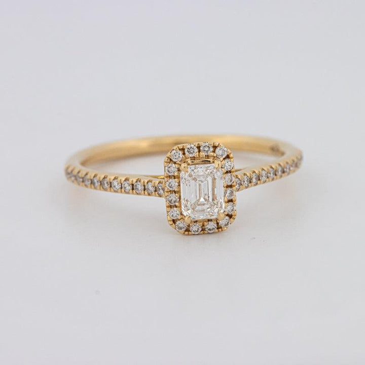 0.40 CT Emerald Cut Halo Solitaire - ZIZOV DIAMONDS