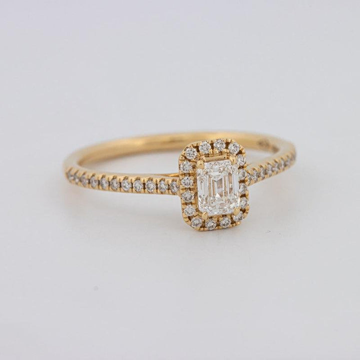 0.40 CT Emerald Cut Halo Solitaire - ZIZOV DIAMONDS