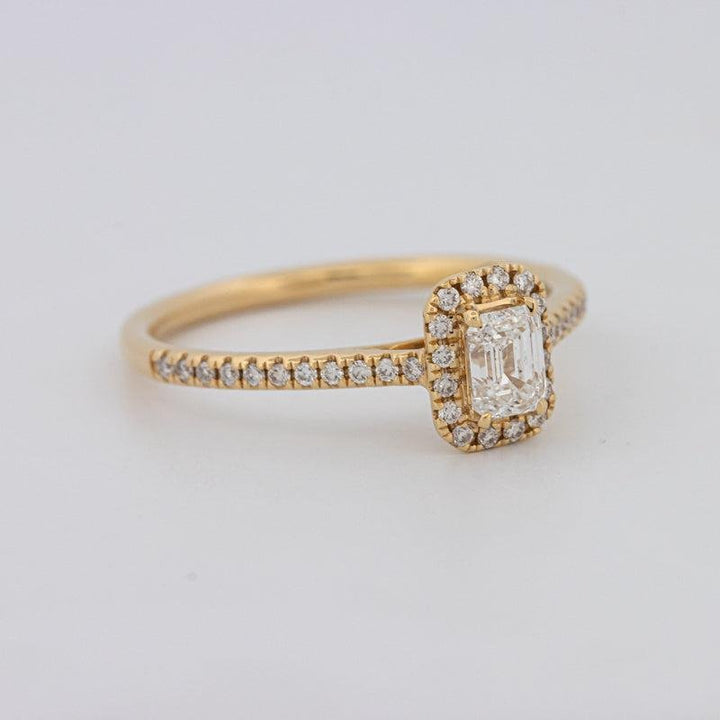0.40 CT Emerald Cut Halo Solitaire - ZIZOV DIAMONDS