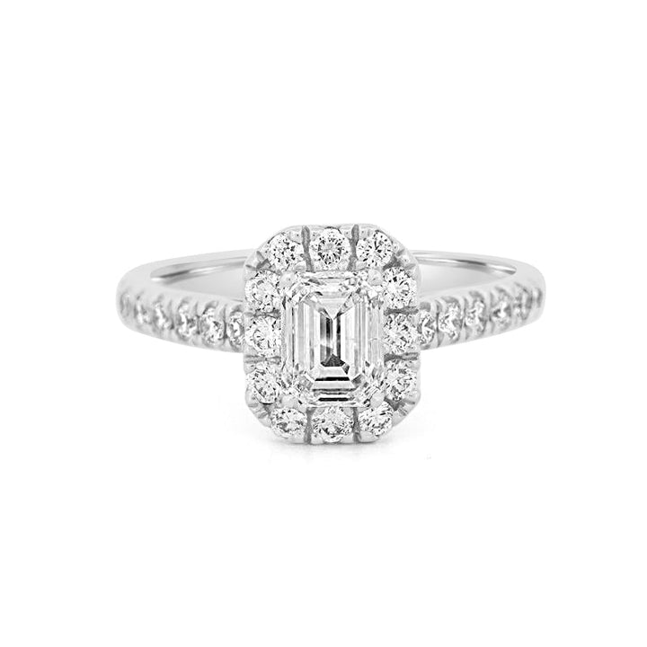 0.40 CT Emerald Cut Halo Solitaire - ZIZOV DIAMONDS