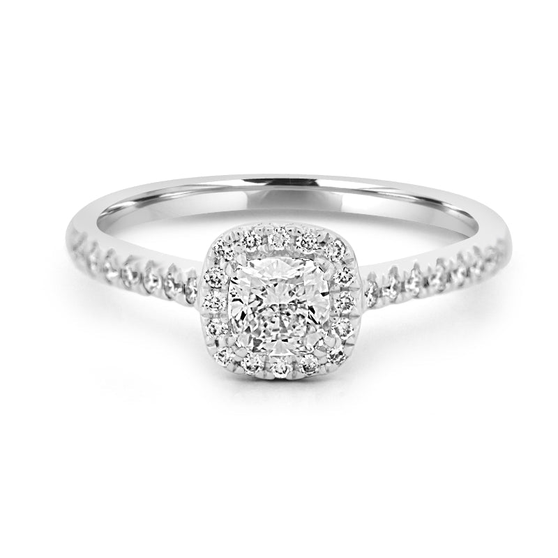 0.50 CT Cushion Cut Halo Solitaire - ZIZOV DIAMONDS