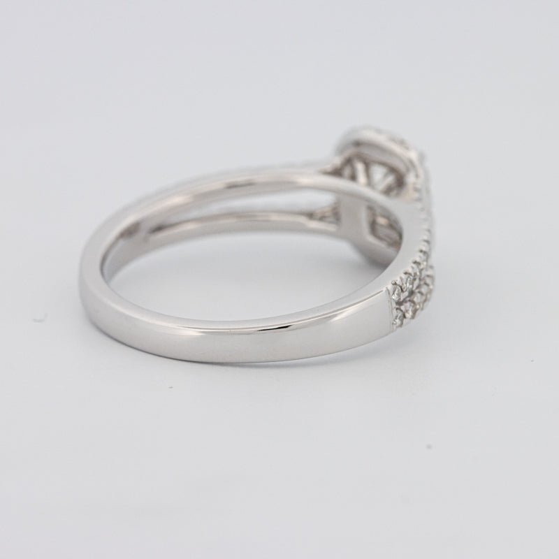 0.50 CT Emerald Cut Halo Solitaire with Split Band - ZIZOV DIAMONDS