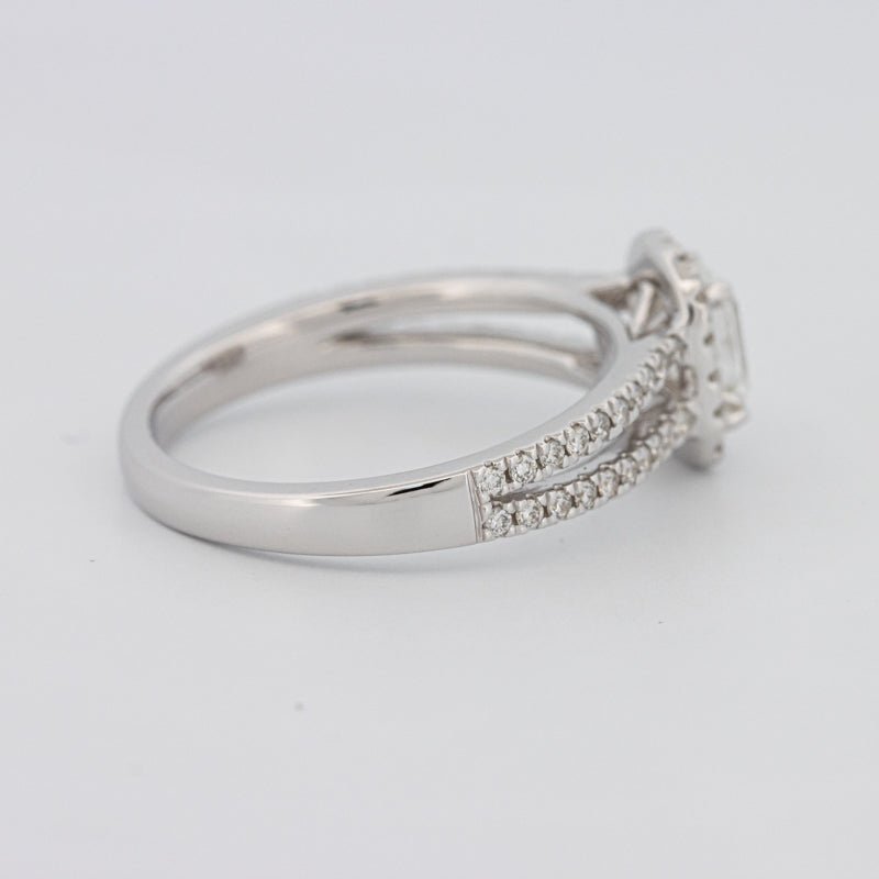 0.50 CT Emerald Cut Halo Solitaire with Split Band - ZIZOV DIAMONDS