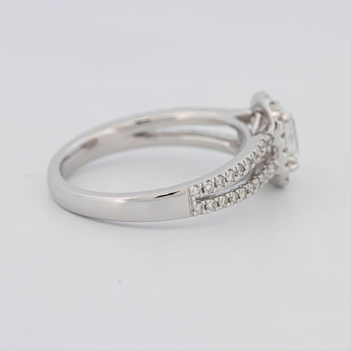0.50 CT Emerald Cut Halo Solitaire with Split Band - ZIZOV DIAMONDS