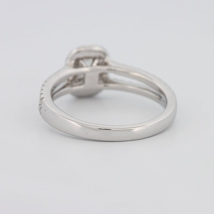 0.50 CT Emerald Cut Halo Solitaire with Split Band - ZIZOV DIAMONDS