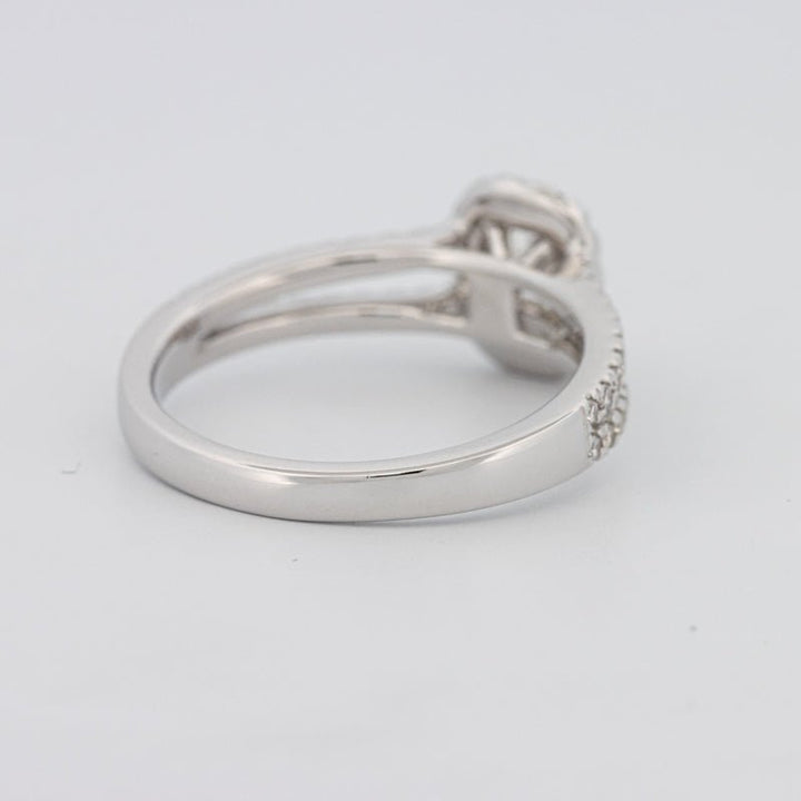 0.50 CT Emerald Cut Halo Solitaire with Split Band - ZIZOV DIAMONDS