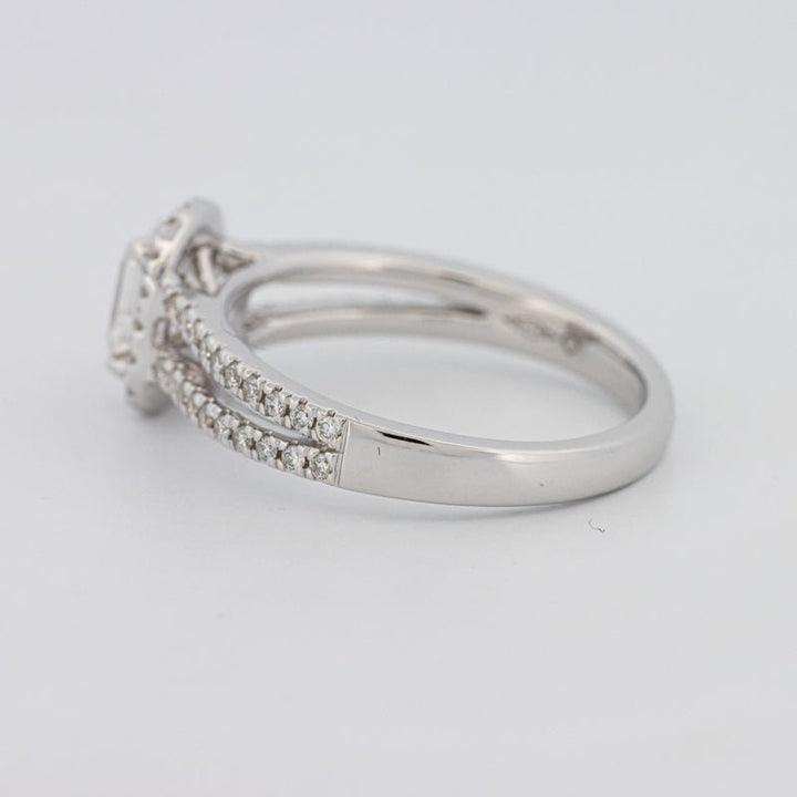 0.50 CT Emerald Cut Halo Solitaire with Split Band - ZIZOV DIAMONDS