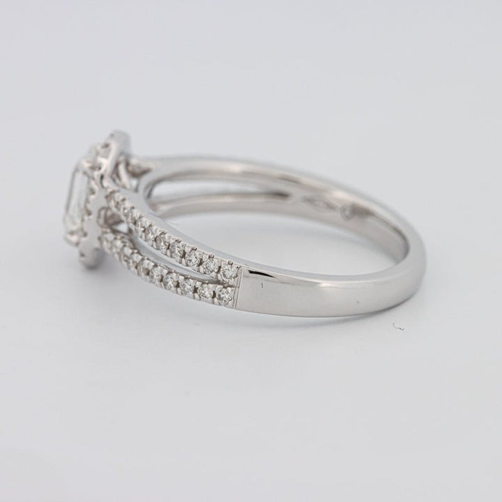 0.50 CT Emerald Cut Halo Solitaire with Split Band - ZIZOV DIAMONDS