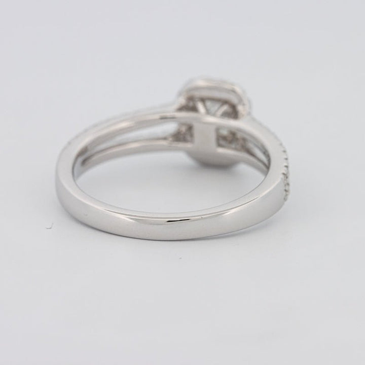 0.50 CT Emerald Cut Halo Solitaire with Split Band - ZIZOV DIAMONDS