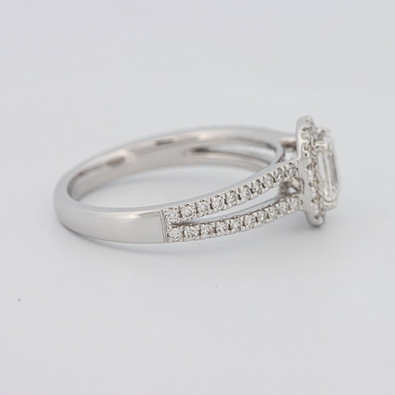 0.50 CT Emerald Cut Halo Solitaire with Split Band - ZIZOV DIAMONDS