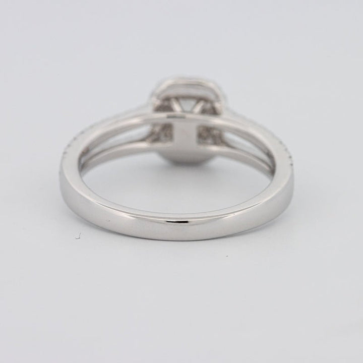 0.50 CT Emerald Cut Halo Solitaire with Split Band - ZIZOV DIAMONDS